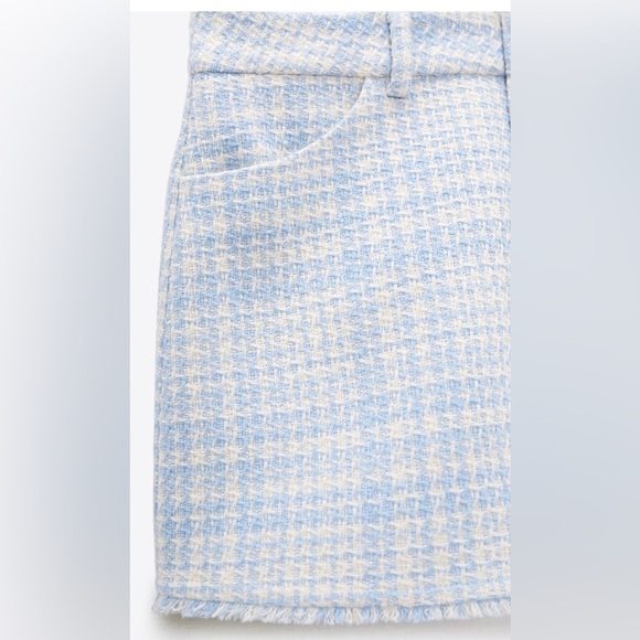 Zara Bloggers‎ Favorite Blue Structured Hight Waisted Shorts with Pockets Size L - Picture 14 of 15